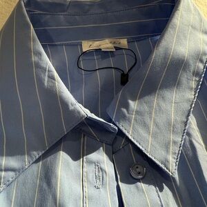 Line and dot striped button up- oversized